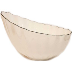 SALADBOWL WHITE-BLACK  AND SET OF WOODEN SPOONS
