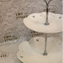  TWO FLOOR DISHES  LACE WHITE