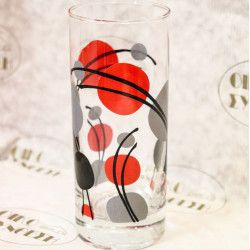 WATER GLASS CIRCLES RED BLACK GRAY