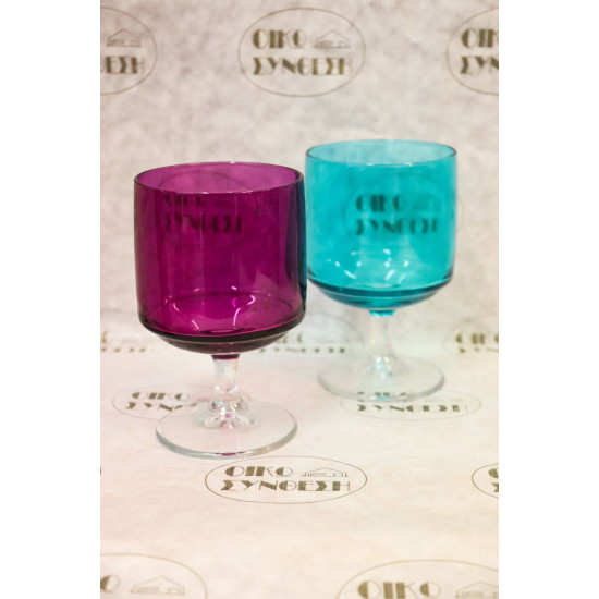 COLUMNED GLASS 2 COLORS  PETROL AND PURPLE