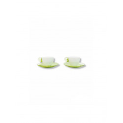CUPS SET OF 2 WHITE LIGHT GREEN