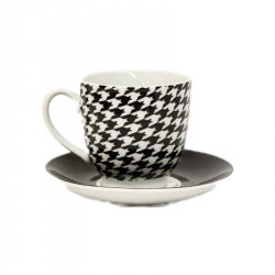 TEA CUPS WHITE AND BLACK  