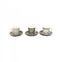 SET OF CUPS IN  WHITE GRAY & BLACK