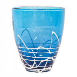 GLASS BLUE AND WHITE LINES LOW