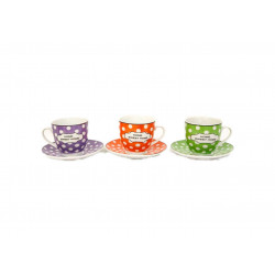 SET OF CUPS  HOME SWEET HOME WITH SPOTS IN 3 COLORS
