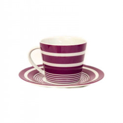 PURPLE TEA CUPS WITH  WHITE LINES