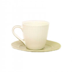 SET OF CUPS IN BEIGZ  & PLATE WITH SPOTS
