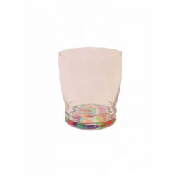 WATER GLASS TRANSPARENT COLORED BOTTOM LOW