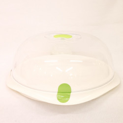 WHITE CAKE STAND PLASTIC WITH LID