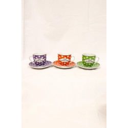 SET OF CUPS  HOME SWEET HOME WITH SPOTS IN 3 COLORS