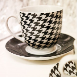 TEA CUPS WHITE AND BLACK  