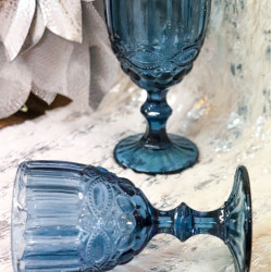 MARVA BLUE WINE GLASS